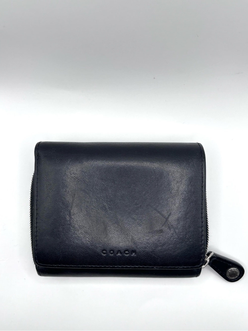 Vintage Coach Black Leather Zip Wallet